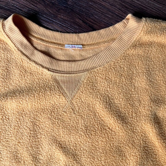 Soft Fleece Sweatshirt Juniors Medium M 7 / 9 Golden Yellow Crewneck Top Fuzzy - Picture 4 of 9